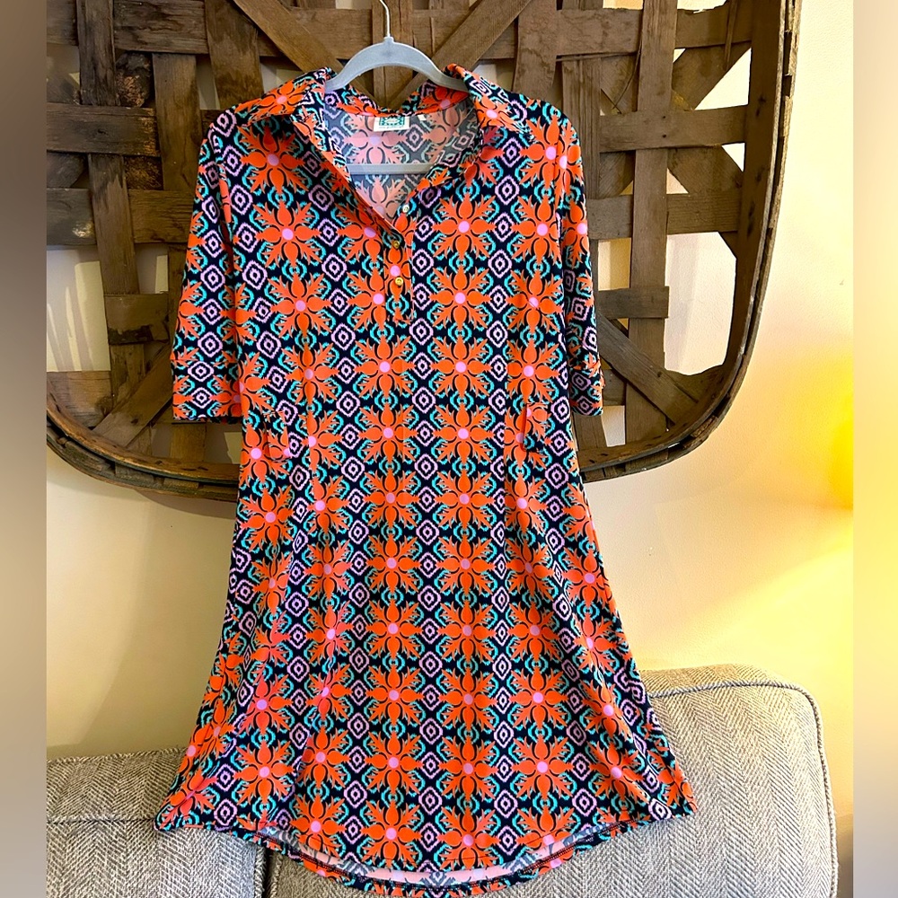 V. Fish Floral Print Dress- Size Medium